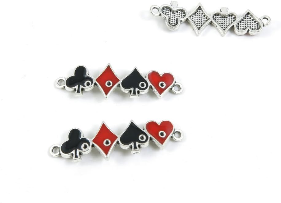 Antique Silver Tone Jewelry Making Charms Pendant Findings Craft Supplies Bulk Lots Arts J8LG1 Poker Suit Connector