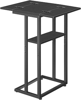 HOOBRO C Shaped Side Table, End Table for Sofa, Couch Table Slide Under, C Table for Small Space, Small Foldable Table, Easy Assembly, for Living Room, Bedroom, Black BB75SF01