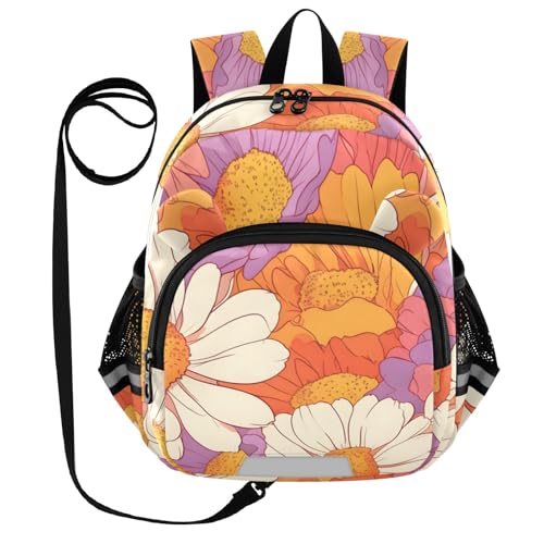 Kid's Backpack for Boys & Girls Toddler Bag Red and White Flower Backpack with Safety Leash