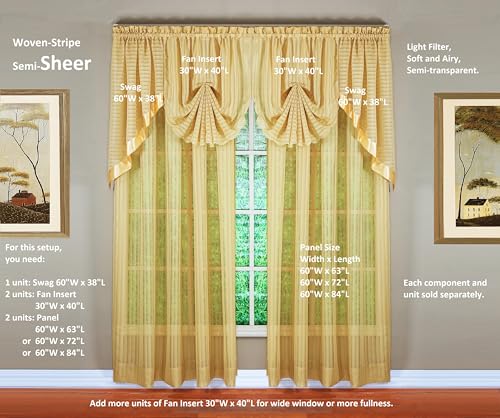 Today's Curtain, Silhouette Stripe Sheer Fan Insert, Gold, 30" W x 40" L by Today's Curtain - Image 7