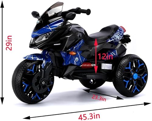 Miniatura 2 de Juguete de motocicleta para niños de 12 V con ruedas de entrenamiento, acelerador manual, luces LED, asiento de poliuretano suave, funciona con
