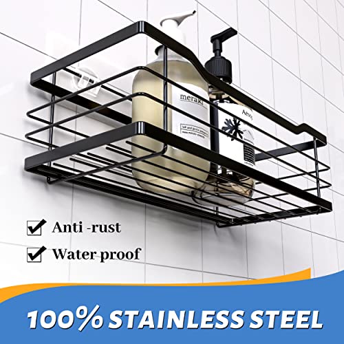 BTSD-home Shower Caddy Bathroom Organizer 2 Pack Rustproof Shower Rack Adhesive Shower Shelves with 4 Hooks, Stainless Steel Hanging No Drilling for Home Decor Bathroom Accessories Essentials
