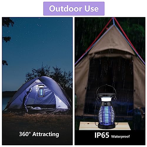 Banpestt Solar Bug Zapper Outdoor Waterproof For Mosquito,Gnat,Moth,Fruit Fly,Wasp|3-In-1 Insect Killer & Rechargeable Camping Lantern|Pest Control For Patio & Indoor 1/2 Acre Coverage #TOP4