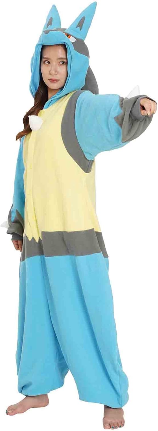 SAZAC Lucario Pokemon Adult Kigurumi - Premium Onesie Costume for Cosplay, Easy Care Halloween Outfit - Unisex