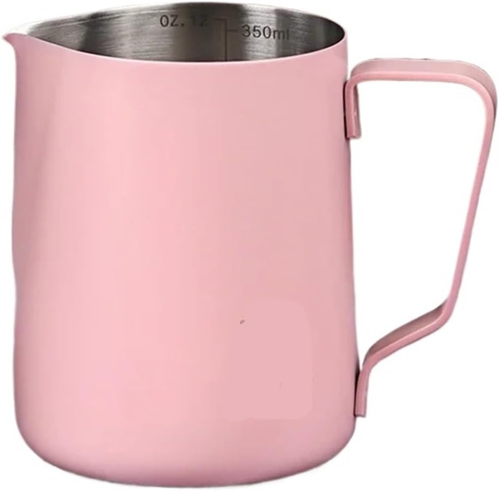 Latte Pitcher, 350ml/600ml For Coffee Steaming Home Barista Tools(Pink 600ml)