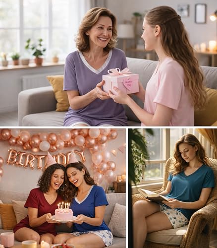 Image of WiWi Viscose from Bamboo Pajamas Set for Women Super Soft Short Sleeve Cooling Summer Plus Size Pjs Sets Sleepwear S-4X