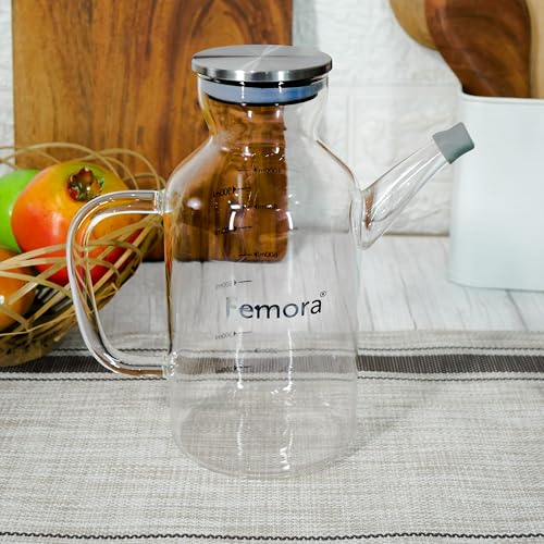 Image of Femora Oil Dispenser | Glass Oil Bottle | 1 Year Warranty | Cooking Oil Dispenser 1000ml Pack of 1 Oil Bottle, Transparent
