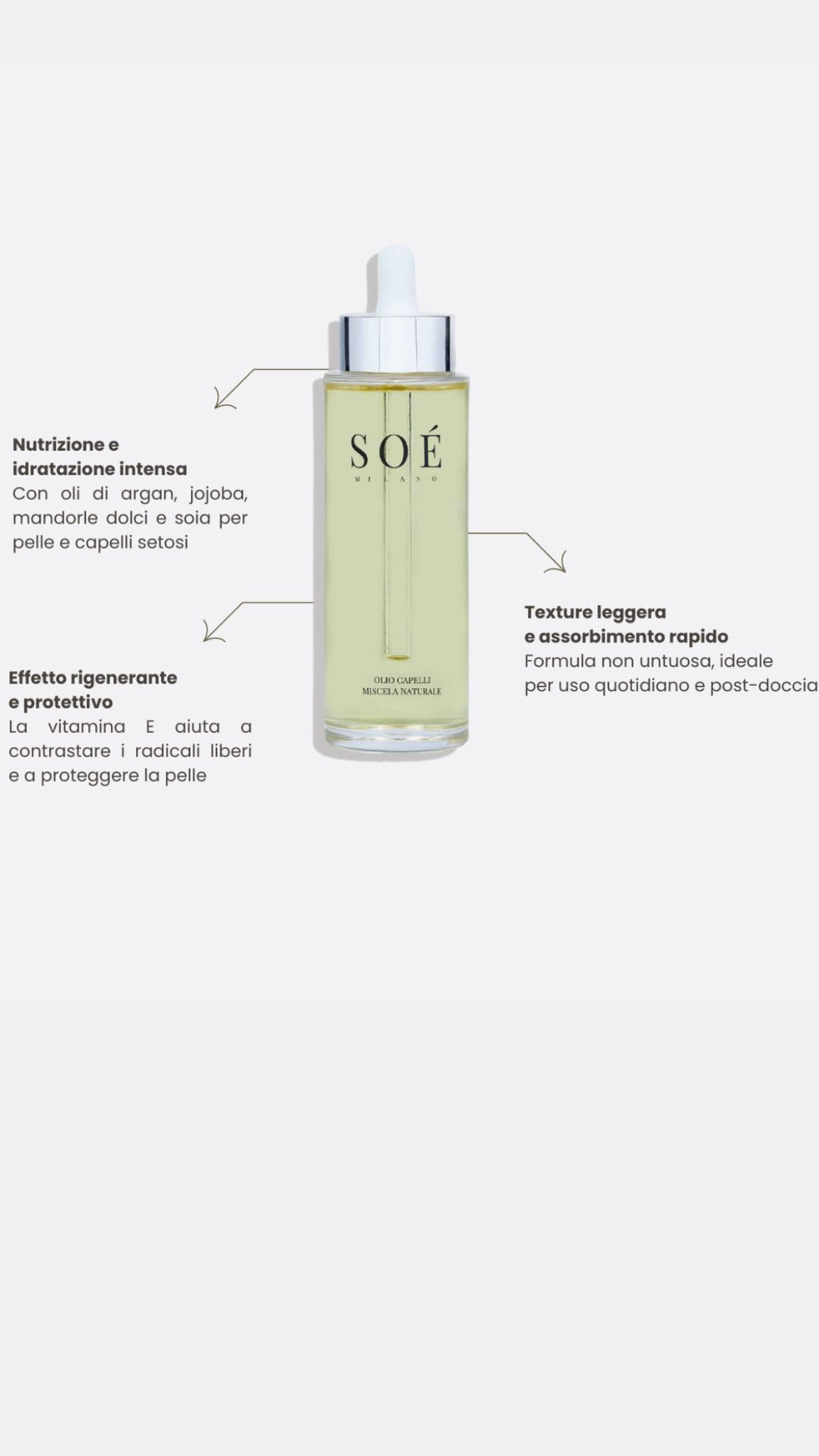 Naturalna mieszanka luksusowych olejków do włosów dla kobiet. Wyprodukowano we Włoszech. Olejki arganowe i jojoba, witamina C i witamina E. formuła bardzo szybkie wchłanianie, bez dodatku silikonu