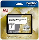Brother P-Touch TZe-M251 Black Print on Premium Matte White Laminated Tape 24mm (0.94”) Wide x 8m (26.2’) Long