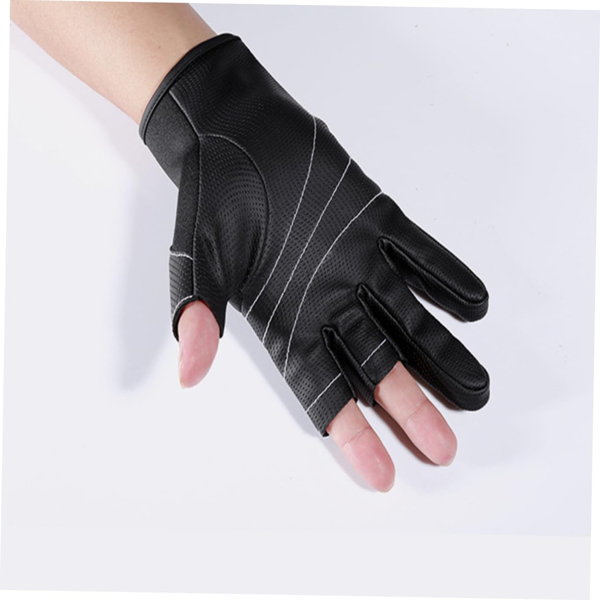 BCOATH 1 Pair Outdoor Exposed Three-Finger Fishing Gloves Anti-Slip Wear-Resistant Half-Finger Design Polar Fleece Lining Size l
