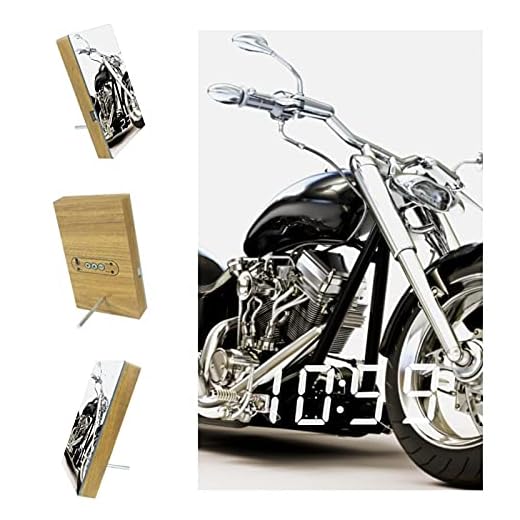 Vit anpassad svart motorcykel digital LED-klocka snooze väckarklocka modern batteridriven fristående klocka för vardagsrum sovrum kök kontor