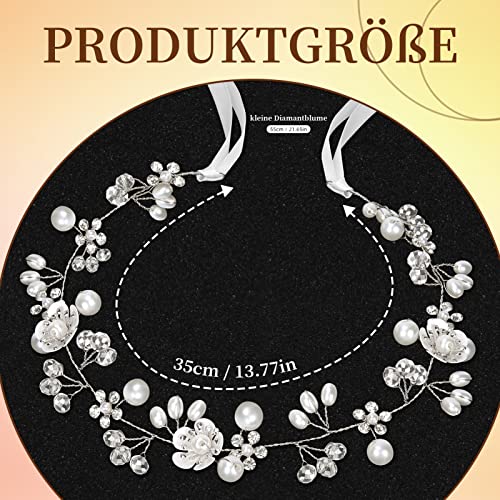 Haarschmuck Kommunion Mädchen - Blumenkranz Haarbänder für Kinder, Hochzeit und Braut - Perle Stirnband