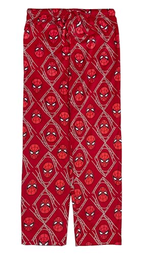Marvel Comics Spiderman Web Silky Fleece Lounge Pants, Red