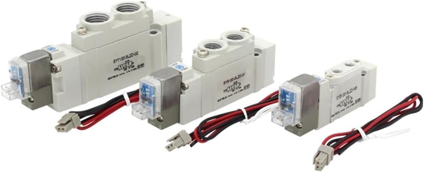 1 Pcs type 5-way 2 solenoid valve SY3120 SY5120 SY7120-4LZD/5LZD/6LZD normally closed internal automation valve(SY3120-5LZD-M5)