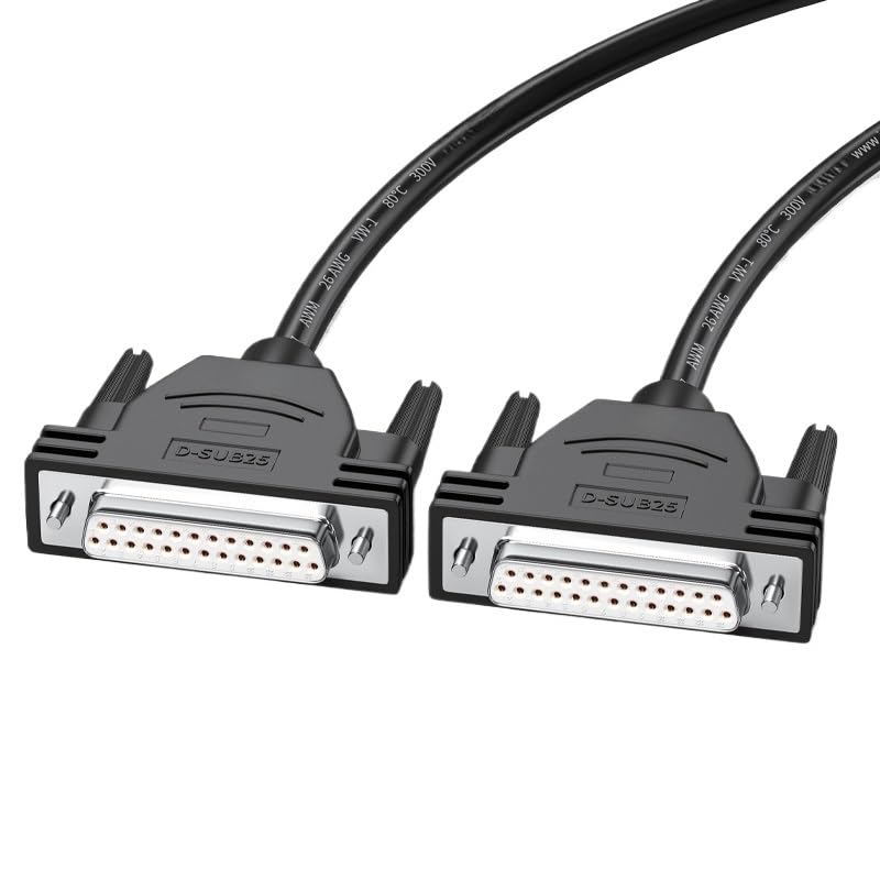 DB25 Extension Wire Pure Copper 25-pin Male to Female Connection Cord 26AWG Shielded Parallel Port Line(White,1 Meter)