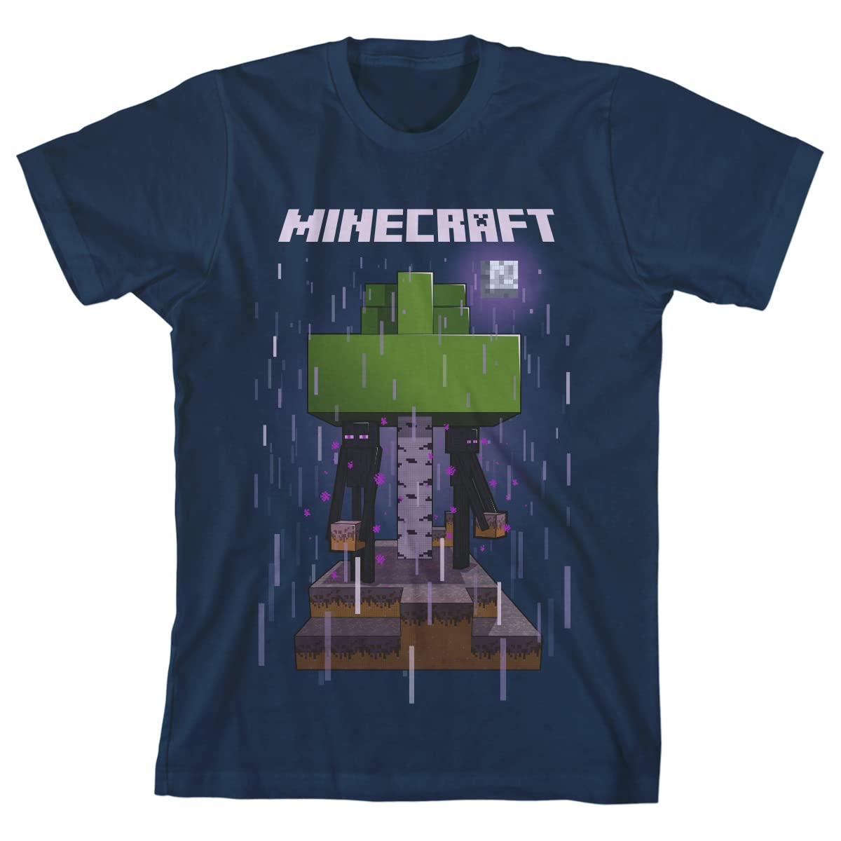 Minecraft Enderman in Rain Boy's Navy Blue T-Shirt