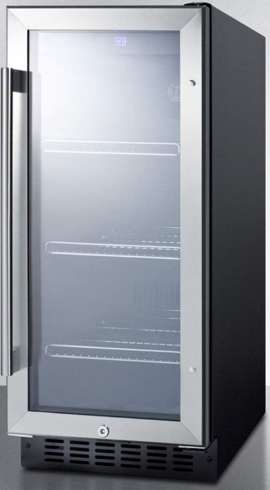 Summit 15” Beverage Center, 2.45 cu.ft. Capacity, Stainless Steel & Glass- SCR1536BG