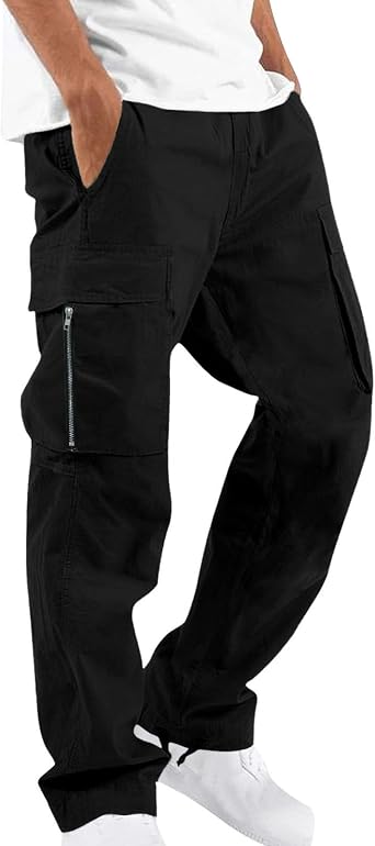 bmkBWO Cargo Pants for Men Baggy,Zipper Pockets Tactical Hiking Pants High Waisted Loose Fit Sweatpants 2025