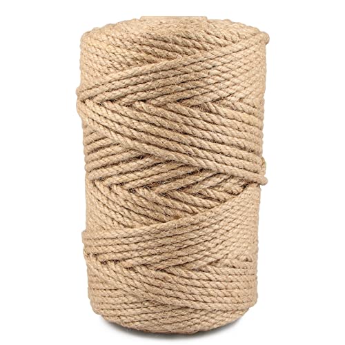 Jute Twine 5Mmx109 Yard 3 Strand, Munzong Natural Handmade 3 Twisted Burlap Jute Rope, Hemp String For Craft Wall Hanging Weaving Tapestry Diy Knitting Plant Hanger Gift Wrapping Decor(100M, Brown) #TOP15