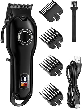 Professional Hair Clippers for Men Household, Cordless Barber for Cutting & Grooming. Rechargeable Trimmer Kit with LED Digital Display, 4 Limit Combs