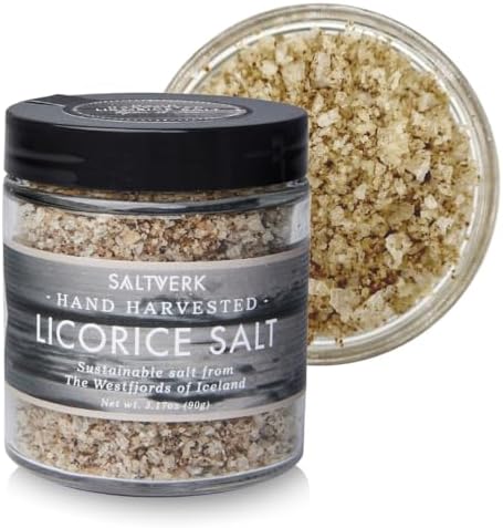 Saltverk Sea Salt - Gourmet, Icelandic, Hand Harvested and Sustainably Made - Licorice 3.17 Oz