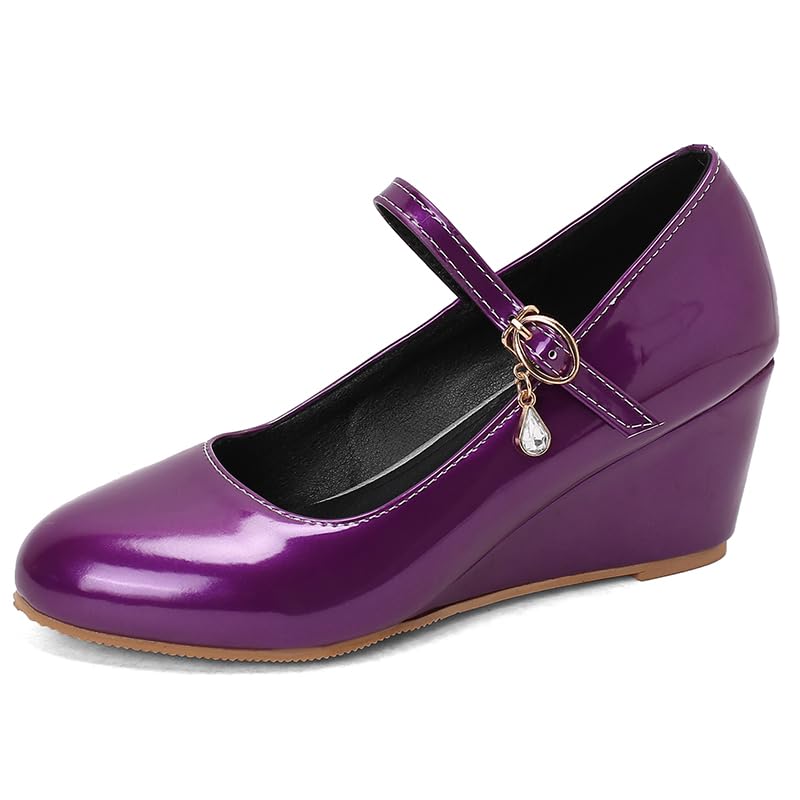 Elbslutt Womens Wedge Shoes Closed Toe Ankle Strap Wedge Pumps High Heel Mary Jane Comfortable Office Wedding Dress Shoes