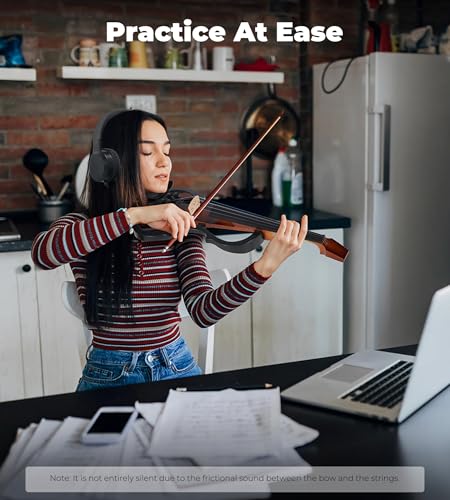 Image of Vangoa Electric Violin 4 /4 Full Size, Solid Wood Ebony Silent Violin with Professional Pickup & 3-Band EQ, Headless Lightweight Design, Beginner to Professional Electric Violin Kit, Brown