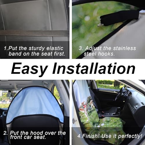 Image of Car Seat Cover Protector Front Seats,for Gym Workout,Running,Swimming,Beach and Hiking,Waterproof Sweat Towel Bucket Seat Covers for Cars SUV Trucks (Dog Print, 1Pcs)