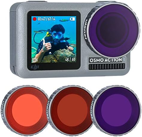 ULANZI 3 Packs Osmo Action Diving Filter, Accossory Kit for DJI Osmo Action Driving, Enhances Colors for Underwater Video and Photography