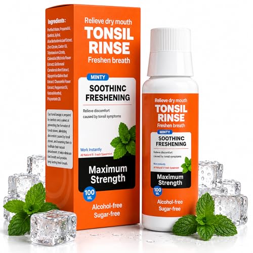 Tonsil Stone Mouthwash for Tonsil Stones Mint Flavor 100ML Tonsil Rinse to Soothe Tonsils Improve Bad Breath Relieve Dry Mouth.