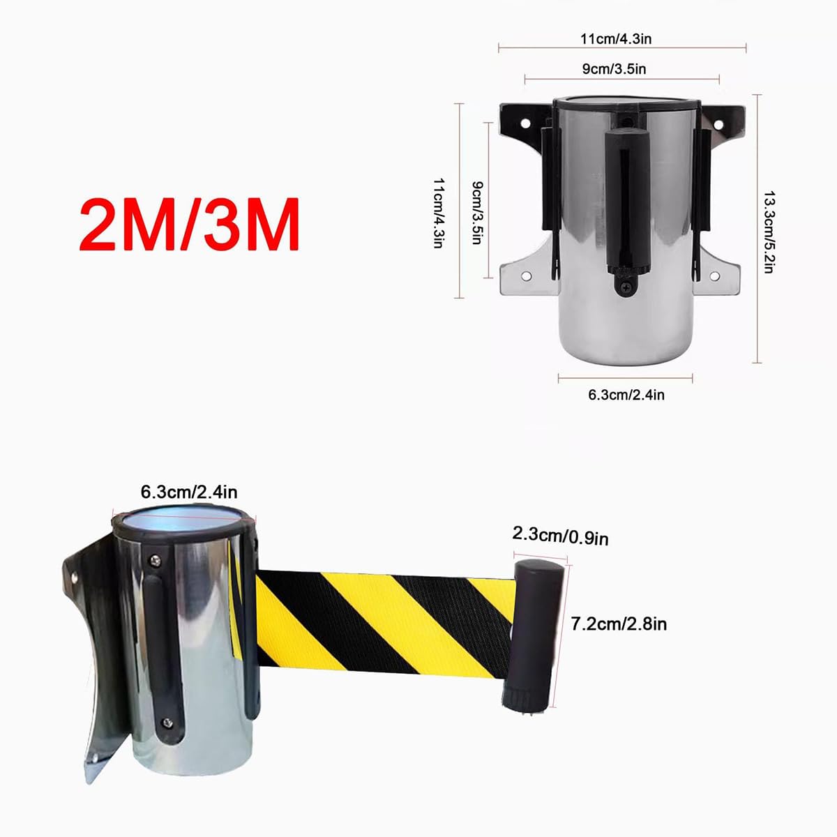 Barrera Seguridad retráctil para Colas multitudes, con cinturón retráctil, Color Amarillo y Negro, para Control multitudes