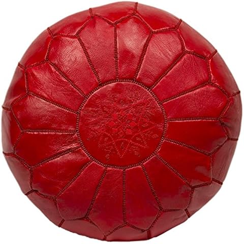 Moroccan Poufs Leather Luxury Ottomans Footstools Red Unstuffed Cover