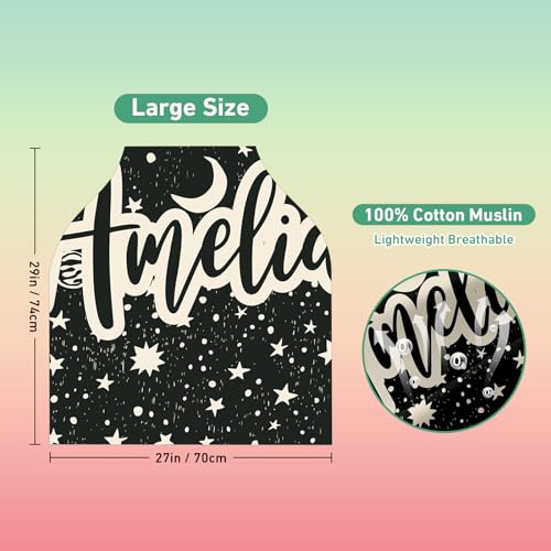 Image of Custom Name Car Seat Canopy - Baby Car Seat Covers, Infant Stroller Cover, Black Pattern Carseat Canopy Christmas Birthday Gifts for Girls and Boys