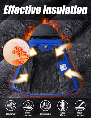 Image of MAGCOMSEN Men's Winter Ski Jacket Snow Water Resistant Jackets Warm Fleece Coats Snowboard Work Insulated Parka Raincoat