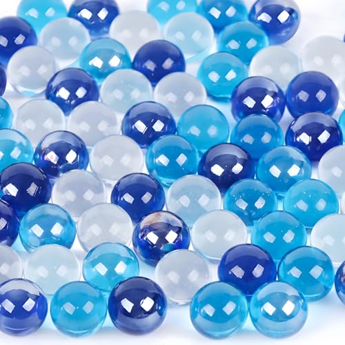 DomeStar 1 LB Glass Marbles Bulk 0.63 Inch Blue Glass Beads for Vases