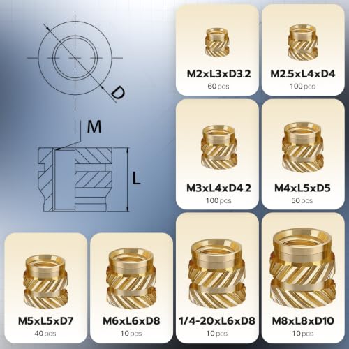 60W Soldering Iron Heat Set Insert Kit with 380PCS Brass Knurled Inserts - Image 5