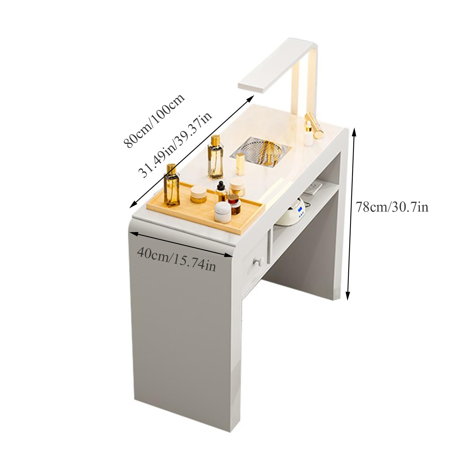 Moderner Maniküre-Tisch Nail-Tech-Schreibtisch Schubladenschrank, professioneller Nagel-Beauty-Spa-Salon-Arbeitsplatz mit elektrischem Staubsammler , Holz-Make-up-Frisierstation, Nageltisch-Station