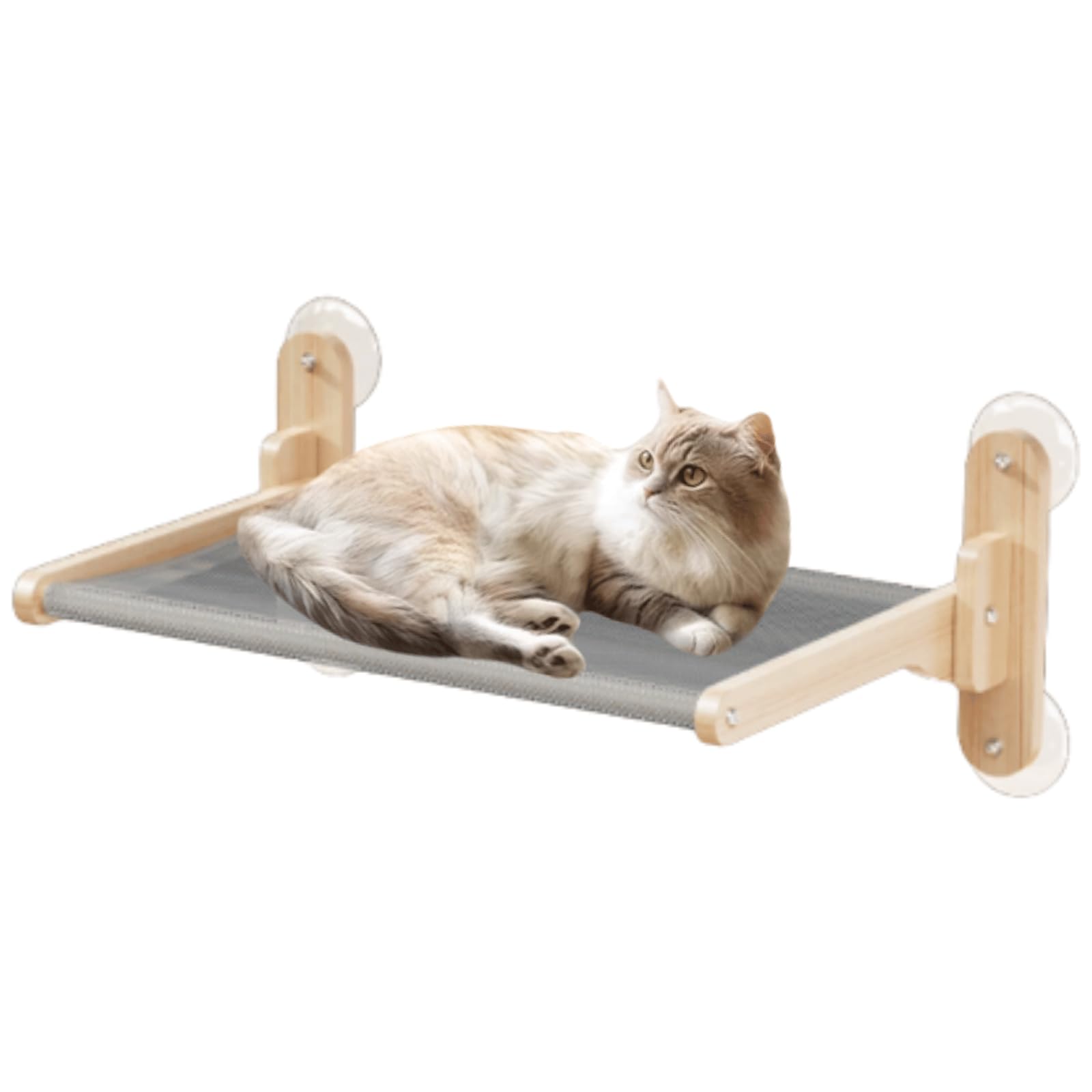 Amaca per finestra per gatti, per finestre, piastrelle in ceramica/vetro, con 4 forti ventose, robusta struttura in legno massiccio, lettino per gattini, per interni, adatta per animali