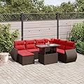 YuuSsea Patio Furniture Set, Rattan Chair, Garden Bistro, Table, Outside Chairs, Balcony Wicker for Porch Conversation - 8 Piece Poly Rattan Sofa Set