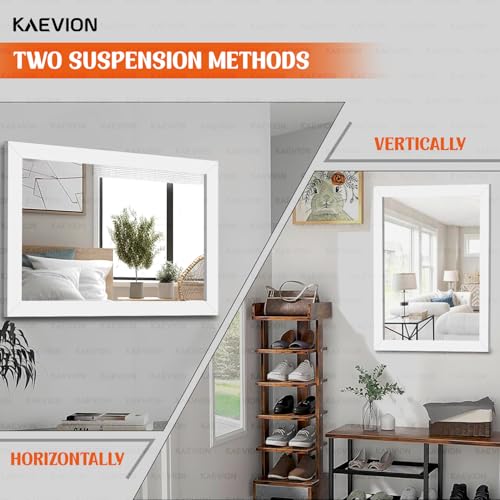 Image of kaevion Wall Hanging 2ft White Water Proof PVC Framed Mirror |Wall Mirror for Bedroom or Bathroom |Home Decor Wall Mounted for Bedroom Living-Room Vanity Farmhouse| wash Room Mirror for Wall