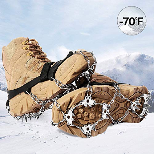 EnergeticSky 24 Spikes Crampons Ice Cleats Traction Snow Grips for Boots Shoes,Anti-Slip Stainless Steel Spikes,Microspikes for Hiking Fishing Walking Climbing Jogging Mountaineering.