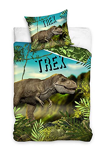 Carbotex T-rex Dinosaurier Dinosaur Dino NL201091 Bettwäsche 135 x 200 cm + 80 x 80 cm