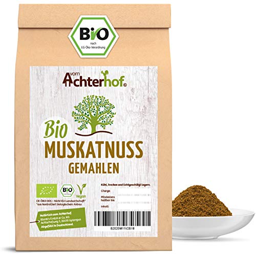 BIO Muskatnüsse gemahlen (100g) Premium Qualität vom-Achterhof Muskat Muskatnuss Pulver