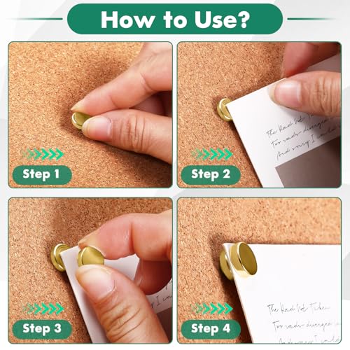 20 Sets of Magnetic Push Pins, Magnetic Thumb Tacks, Cute Flat Push Pin, Gold Push Pins for Bulletin Board, Magnetic Pins for Wall, Flat Thumb Tacks for Cork Board image 3