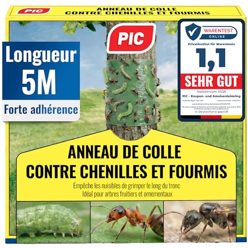 PIC Bande Glue Arbre Fruitier- 5 mètres Glue Arboricole, Anneau de Colle Efficace Contre Les chenilles, Fourmis et Autres Insectes nuisibles, Convient pour...