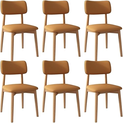 Miniatura 20 de YVYKFZD Solid Wood Dining Chairs, Kitchen Chairs Set with Curved Backrest, Leather Upholstered Dining Room Chair, Armless Living Room Chair, for
