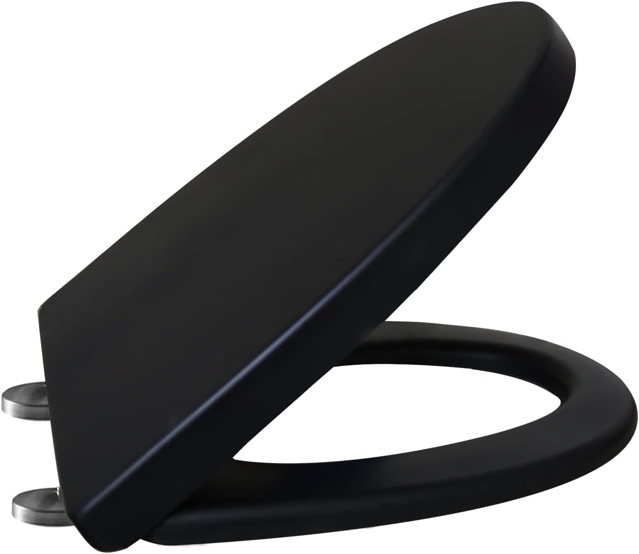 WinZo UF040B Elongated Toilet Seat Matte Black, UF Soft Closing Top Installation Seat Cover