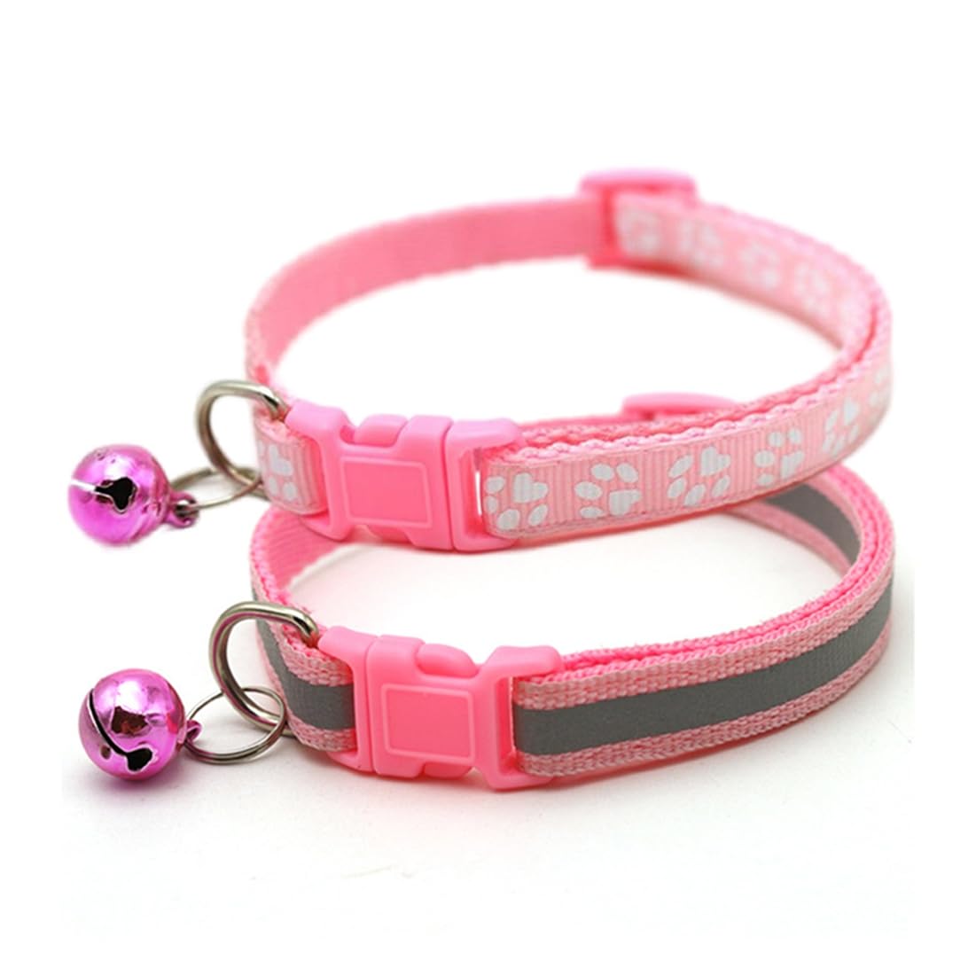 Pink Dog Collar with Bell, 2-Pack Cat Collar with Bell,Reflective Dog Collar Bells for Small Dogs for XXS XSmall Girl Pets Female Kitten Chihuahua