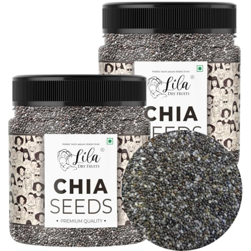 Image of LILA DRY FRUITS Chia Seeds 500 G x 2 for Eating Raw Organic Superfood Rich in Fiber Protein Omega 3 Weight Loss Detox Drink Seeds for Smoothies Salad Falooda Sabja Seeds Perfect for Gifting