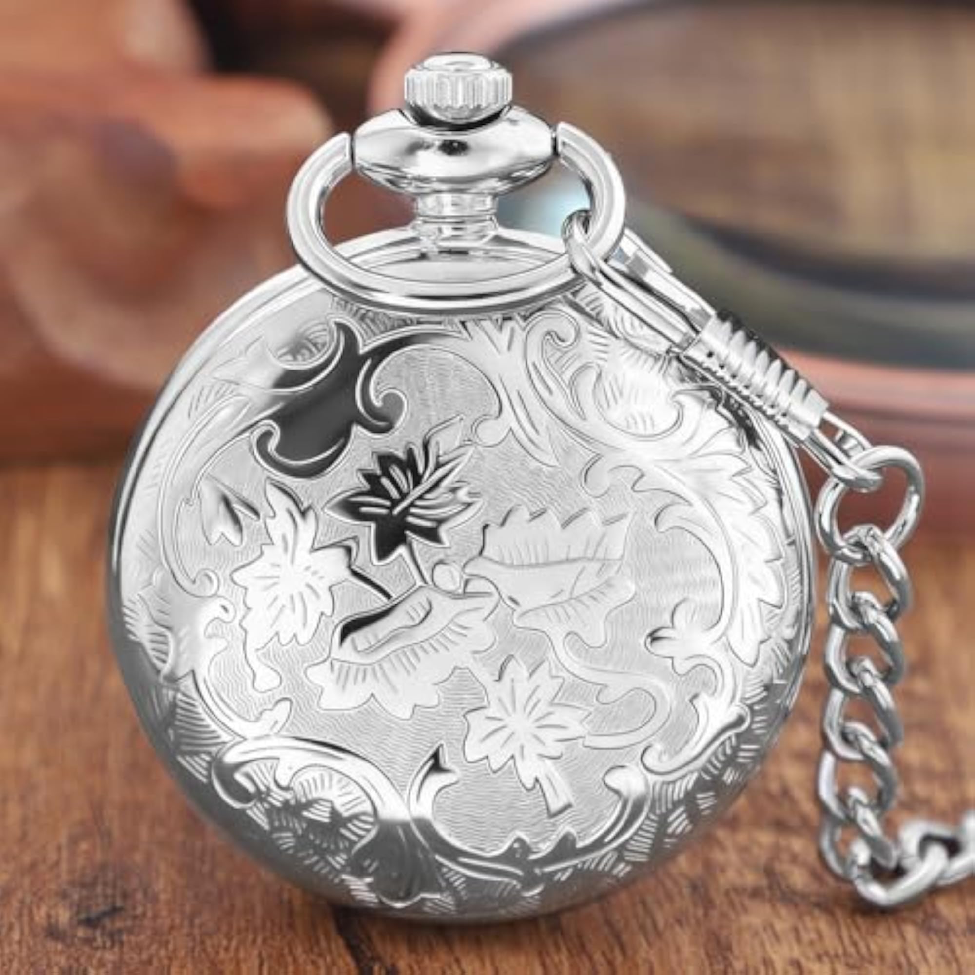 Silver Classic Arabic Numeral Men's Quartz Pocket Watch